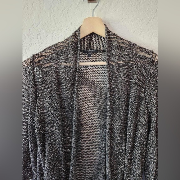 Eileen Fisher Women's Metallic linen Blend Metallic Open Knit Cardigan - Picture 3 of 8